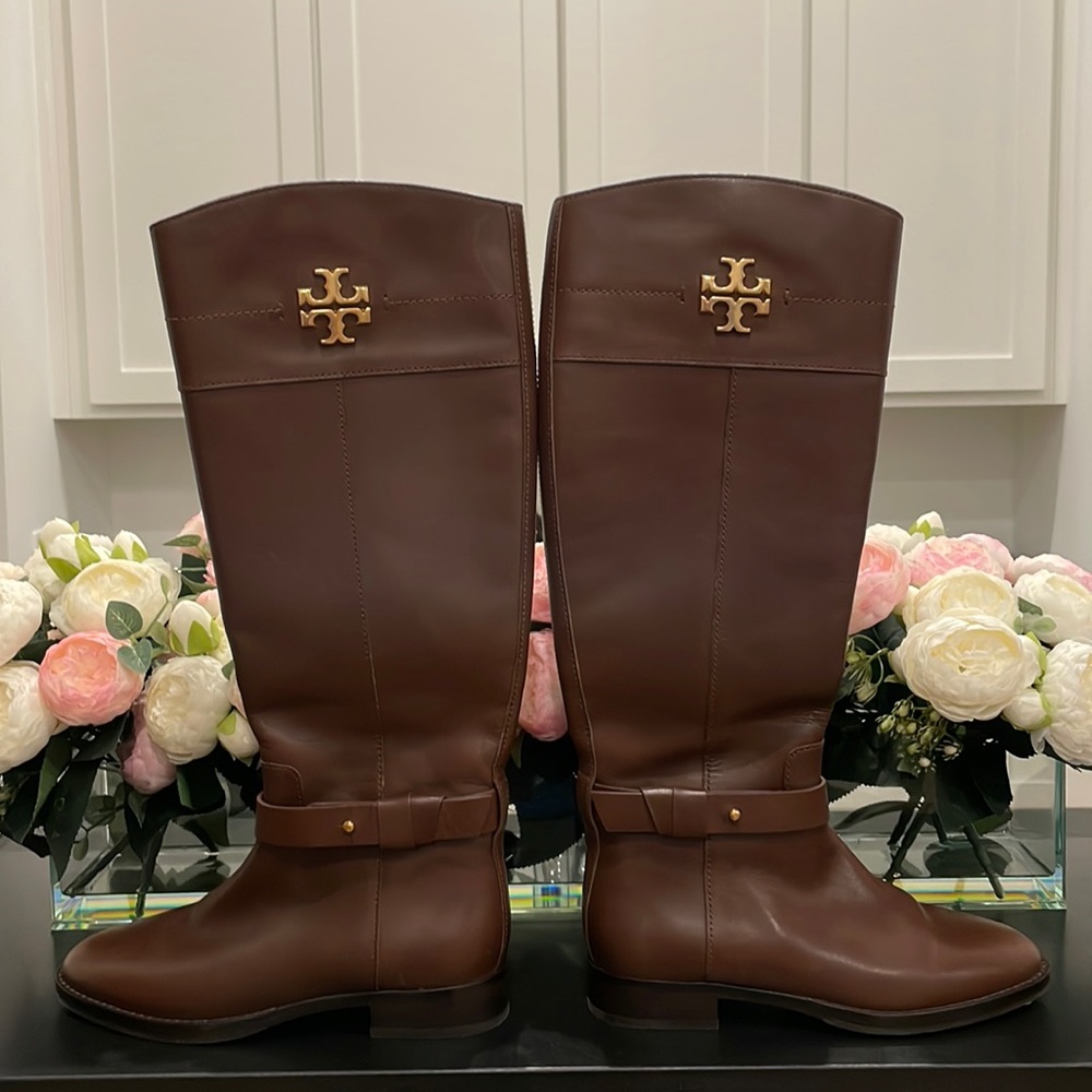 EUC Tory Burch Adeline Riding Boots Shade Almond